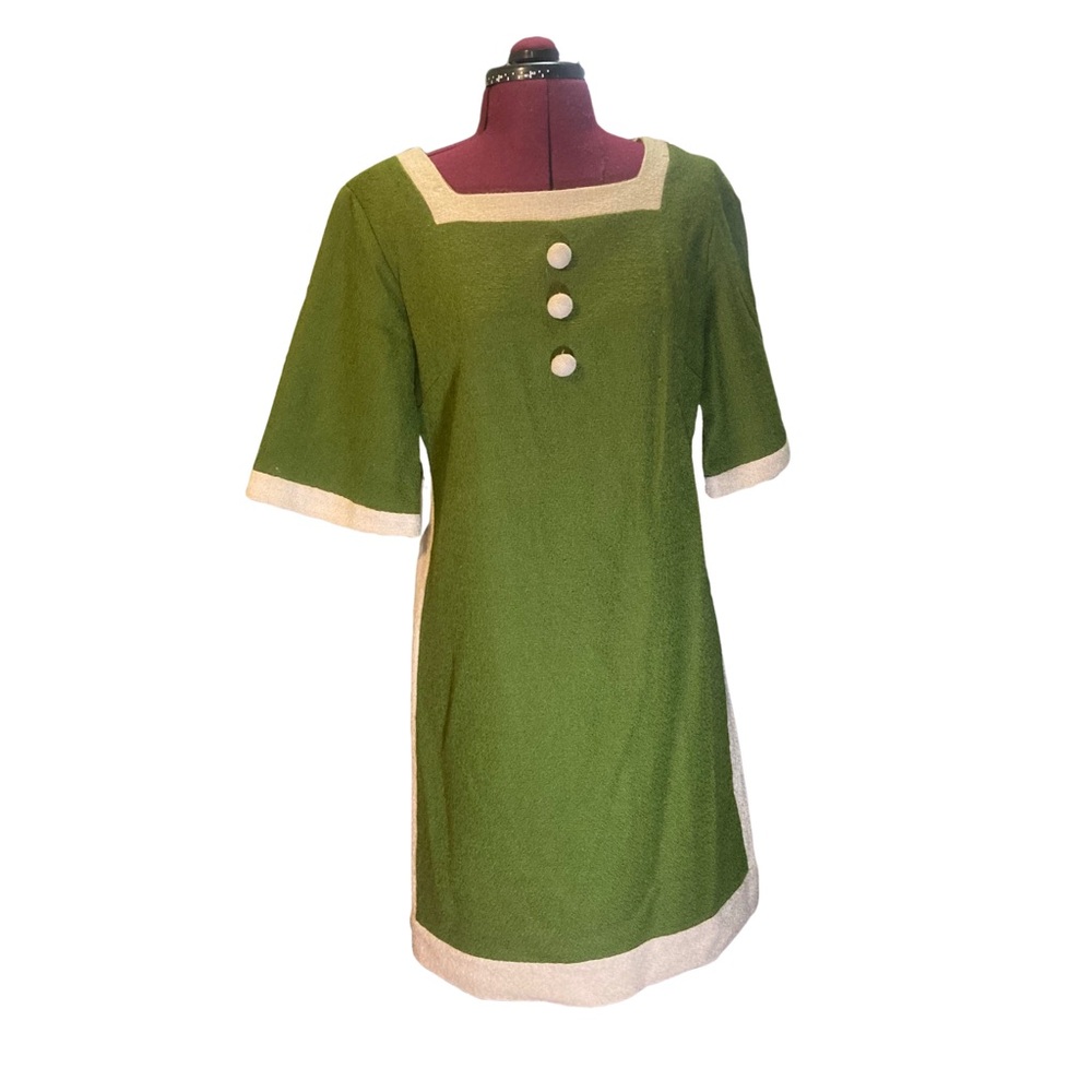 Vintage Green and Cream Midi Dress